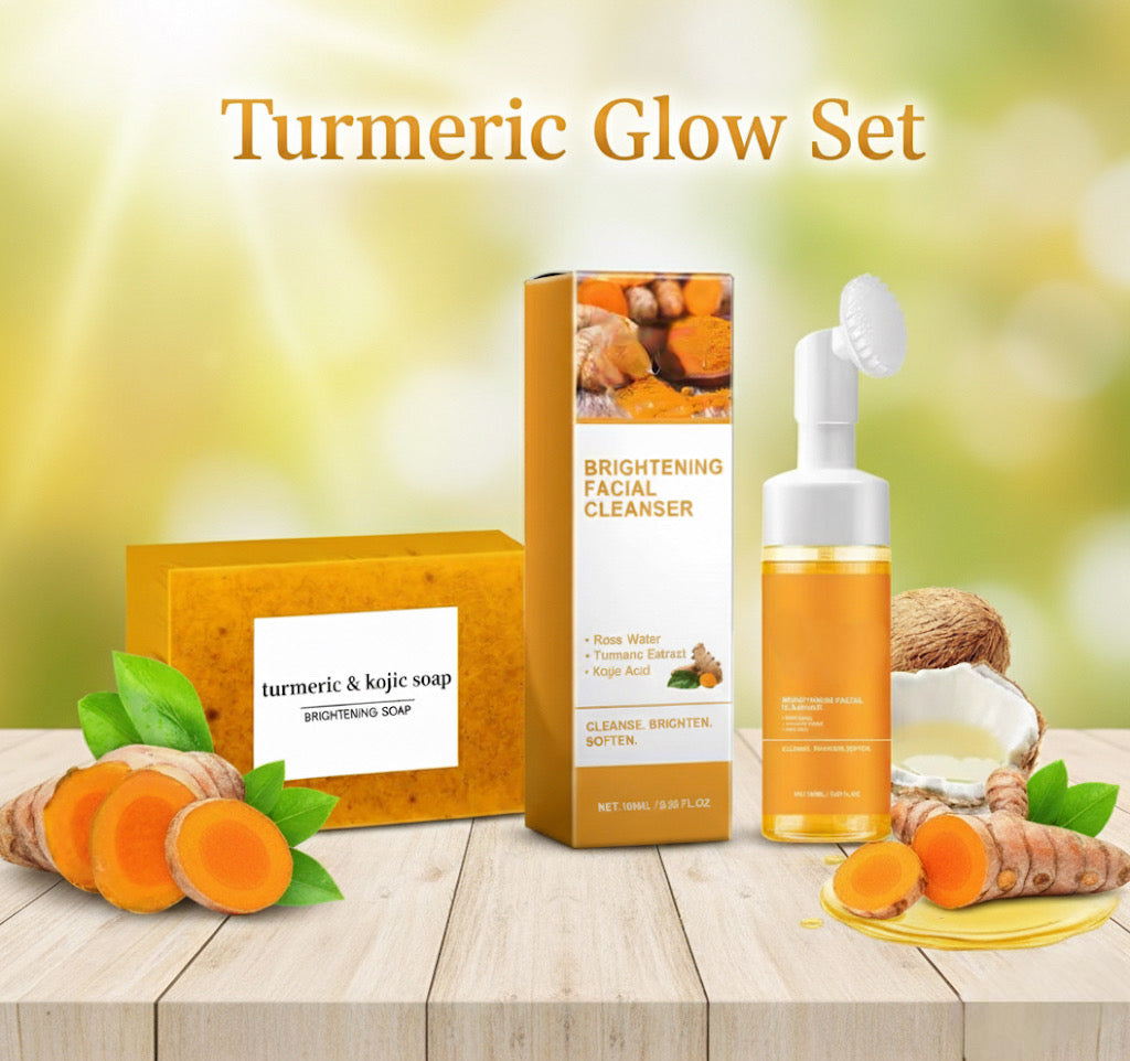 “Turmeric Golden Glow Skincare Set – Soap & Foaming Cleanser for Clear, Radiant Skin”