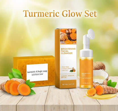 “Turmeric Golden Glow Skincare Set – Soap & Foaming Cleanser for Clear, Radiant Skin”