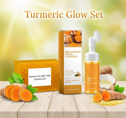 “Turmeric Golden Glow Skincare Set – Soap & Foaming Cleanser for Clear, Radiant Skin”